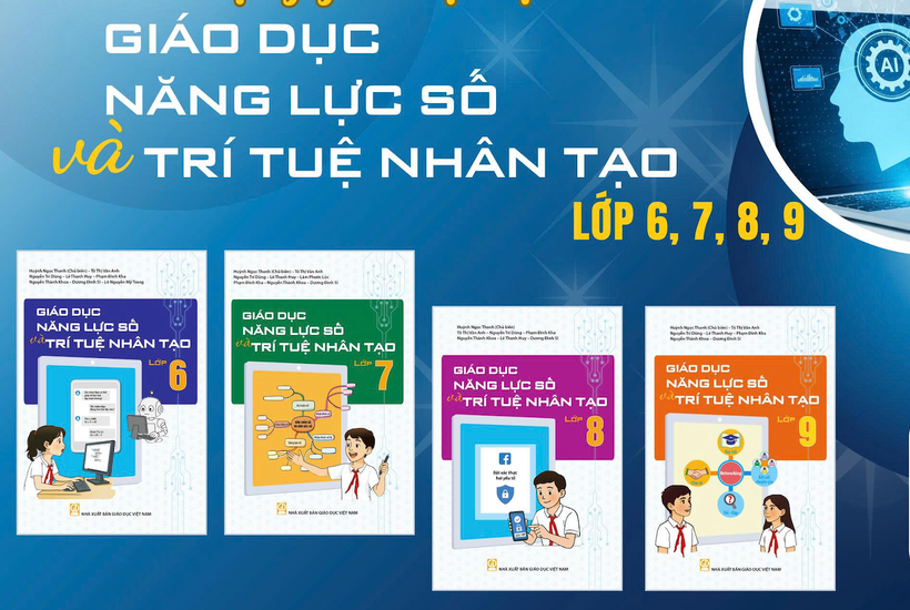 Bộ sách “Giáo dục năng lực số và trí tuệ nhân tạo” cho học sinh từ lớp 6 đến lớp 9. (Ảnh: PV/Vietnam+)