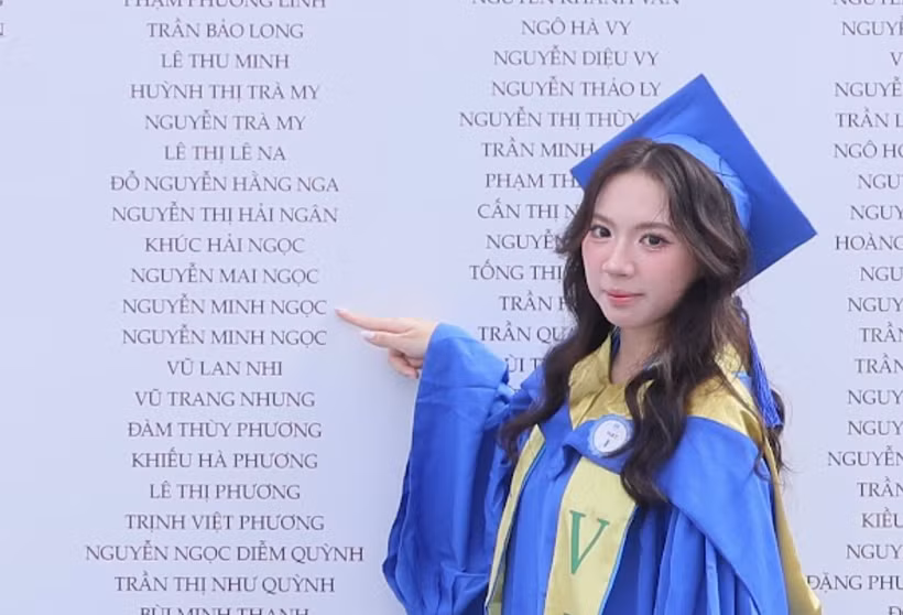 Nguyễn Minh Ngọc trong lễ tốt nghiệp sáng nay. (Ảnh: PV/Vietnam+)