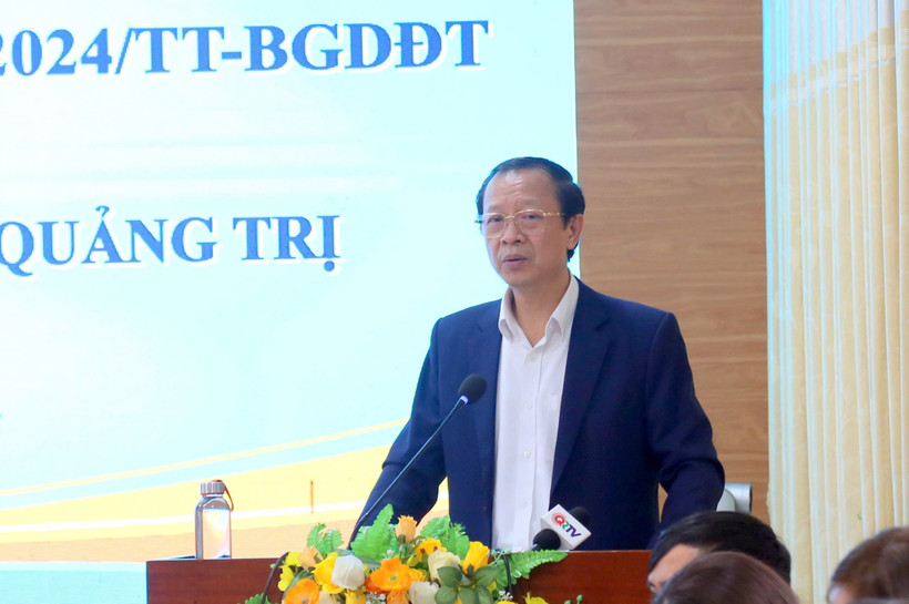 Thứ trưởng Phạm Ngọc Thưởng phát biểu tại buổi làm việc với Sở Giáo dục và Đào tạo tỉnh Quảng Trị. (Ảnh: Bộ GD-ĐT)