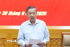 Tổng Bí thư, Chủ tịch nước Tô Lâm, Bí thư Quân ủy Trung ương phát biểu. (Ảnh: Thống Nhất/TTXVN)