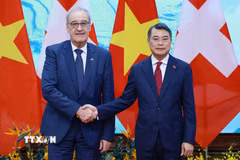 Thủ tướng Lê Minh Hưng hội kiến Tổng thống Liên bang Thụy Sĩ Guy Parmelin. (Ảnh: Dương Giang/TTXVN)