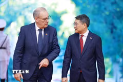 Thủ tướng Lê Minh Hưng hội kiến Tổng thống Liên bang Thụy Sĩ Guy Parmelin. (Ảnh: Dương Giang/TTXVN)