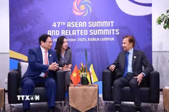 Thủ tướng Phạm Minh Chính gặp Quốc vương Brunei Hassanal Bolkiah. (Ảnh: Dương Giang/TTXVN)