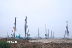 Công trường thi công Dự án Cảng hàng không quốc tế Gia Bình. (Ảnh: Dương Giang/TTXVN)