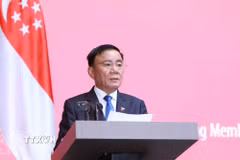 Thường trực Ban Bí thư Trần Cẩm Tú phát biểu tại Lễ kỷ niệm. (Ảnh: Phương Hoa/TTXVN)