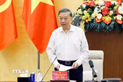 Tổng Bí thư, Chủ tịch nước Tô Lâm, Trưởng Đoàn Kiểm tra, giám sát số 218 phát biểu. (Ảnh: Doãn Tấn/TTXVN)