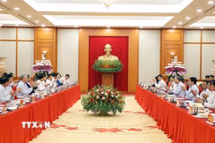Tổng Bí thư Tô Lâm chủ trì buổi làm việc của Bộ Chính trị với Ban Thường vụ Đảng ủy Chính phủ. (Ảnh: Thống Nhất/TTXVN)