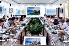 Cuộc họp rà soát công tác phối hợp triển khai xây dựng Trung tâm Báo chí Quốc tế (TTBC) phục vụ Tuần lễ Cấp cao APEC 2027. (Ảnh: TTXVN phát)