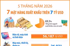 5 tháng năm 2026: 7 mặt hàng xuất khẩu trên 7 tỷ USD
