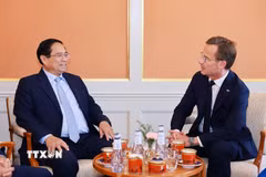 Thủ tướng Phạm Minh Chính hội đàm hẹp với Thủ tướng Thụy Điển Ulf Kristersson. (Ảnh: Dương Giang/TTXVN)