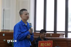 Bị cáo Nguyễn Ngọc Đạo khai báo trước phiên tòa sơ thẩm. (Ảnh: Nguyên Linh/TTXVN)