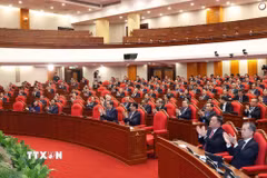Các đại biểu tham dự phiên Bế mạc Hội nghị lần thứ tư Ban Chấp hành Trung ương Đảng khóa XIV. (Ảnh: Thống Nhất/TTXVN)