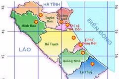 Bản đồ hành chính tỉnh Quảng Bình. (Nguồn: Cổng thông tin điện tử tỉnh Quảng Bình)