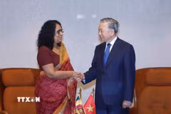 Tổng Bí thư, Chủ tịch nước Tô Lâm hội kiến Thủ tướng Sri Lanka Harini Amarasuriya. (Ảnh: Thống Nhất/TTXVN)