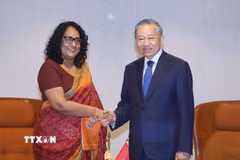 Tổng Bí thư, Chủ tịch nước Tô Lâm hội kiến Thủ tướng Sri Lanka Harini Amarasuriya. (Ảnh: Thống Nhất/TTXVN)