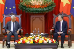 Tổng Bí thư Tô Lâm tiếp Chủ tịch Hội đồng châu Âu António Costa. (Ảnh: Thống Nhất/TTXVN)