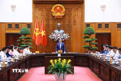 Thủ tướng Phạm Minh Chính chủ trì họp Tổ công tác bảo đảm an ninh năng lượng trước diễn biến phức tạp của cuộc xung đột quân sự tại Trung Đông. (Ảnh: Dương Giang/TTXVN)