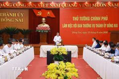 Thủ tướng Lê Minh Hưng phát biểu. (Ảnh: Dương Giang/TTXVN)