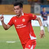 Tiền đạo Tiến Linh ghi bàn gỡ hòa 1-1 cho Câu lạc bộ Công an Thành phố Hồ Chí Minh ở trận gặp Hà Nội FC. (Ảnh: Việt Anh/Vietnam+)