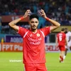 Leo Artur ghi bàn ấn định chiến thắng 2-0 cho Công an Hà Nội. (Ảnh: Việt Anh/Vietnam+)