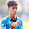 Tiền đạo Quốc Việt có lần đầu đá chính ở Vòng chung kết U23 châu Á 2026. (Ảnh: VFF)