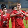 Tiền vệ Wesley Nata (phải) ghi bàn duy nhất giúp Thể Công-Viettel giành chiến thắng 1-0 trước Hoàng Anh Gia Lai. (Ảnh: Việt Anh/Vietnam+)