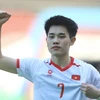 Tiền đạo Đình Bắc lập cú đúp ở trận mở màn SEA Games 33. (Ảnh: TTXVN)