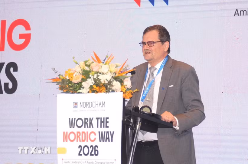 Ông Pekka Voutilainen, Đại sứ Phần Lan tại Việt Nam phát biểu. (Ảnh: Mỹ Phương/TTXVN)