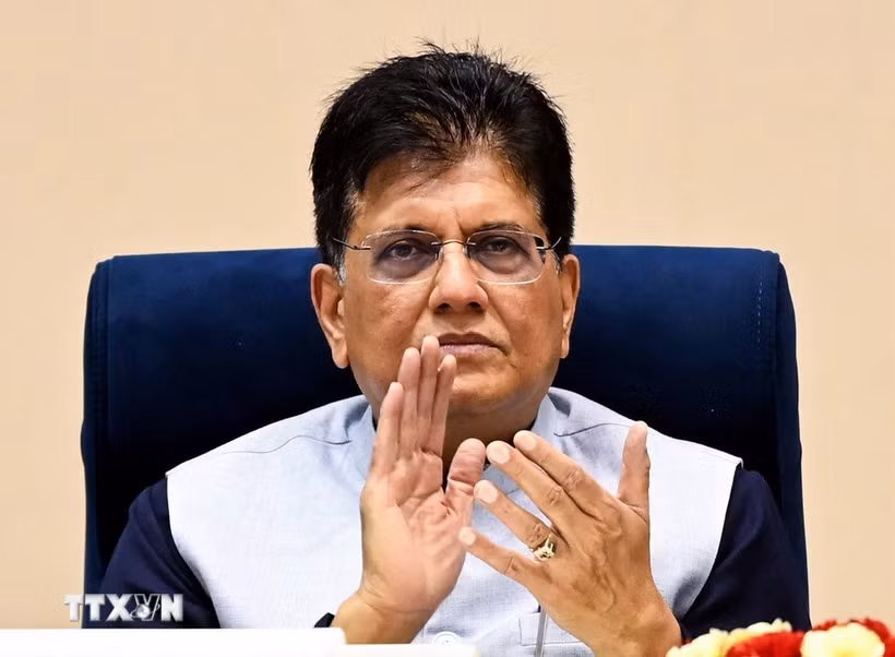 Bộ trưởng Công thương Ấn Độ Piyush Goyal phát biểu tại một sự kiện ở New Delhi. (Ảnh: ANI/TTXVN)