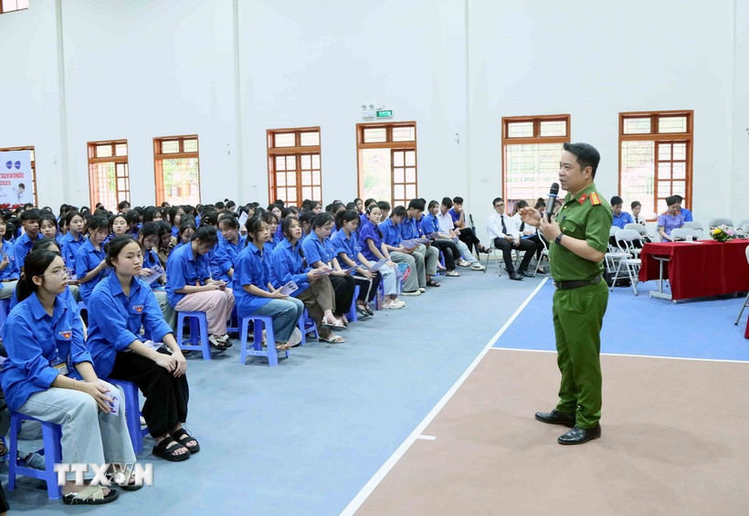 Tuyên truyền pháp luật, phòng chống ma túy cho thanh thiếu nhi Sơn La năm 2025. (Ảnh: Quang Quyết/TTXVN)