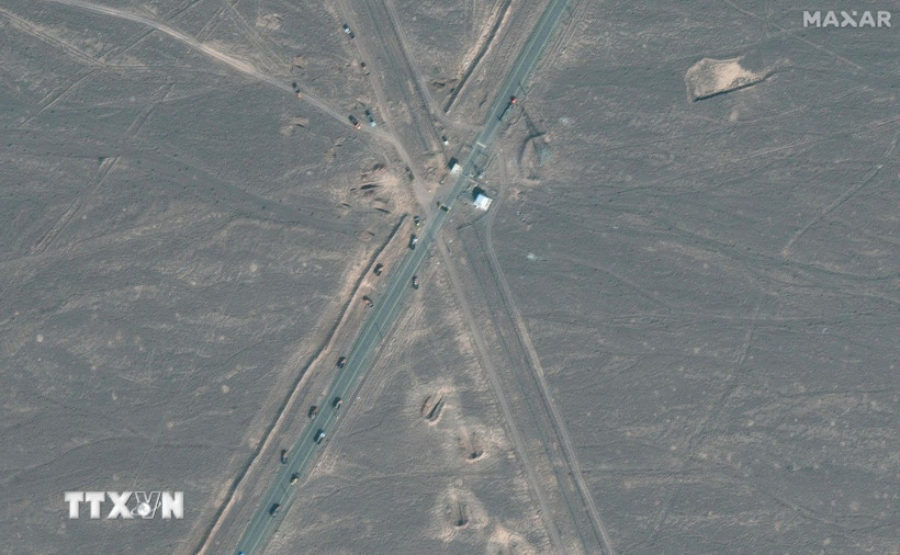 Hình ảnh do vệ tinh Maxar cung cấp về cơ sở hạt nhân Fordow ở Iran, ngày 20/6/2025. (Ảnh: Peninsula/TTXVN)