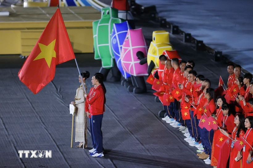 Đoàn thể thao Việt Nam tại lễ khai mạc SEA Games 33. (Ảnh: Minh Quyết/TTXVN)