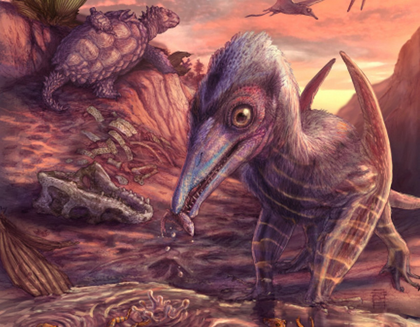 Tái hiện loài bò sát bay cùng cảnh quan hóa thạch tại Công viên quốc gia Petrified Forest ở Arizona. (Ảnh: phys)