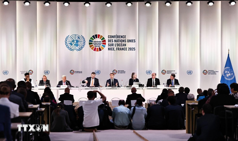 Lễ khai mạc Hội nghị cấp cao lần thứ 3 của LHQ về Đại dương (UNOC 3) tại thành phố Nice, Pháp tối 9/6/2025. (Ảnh: THX/TTXVN)