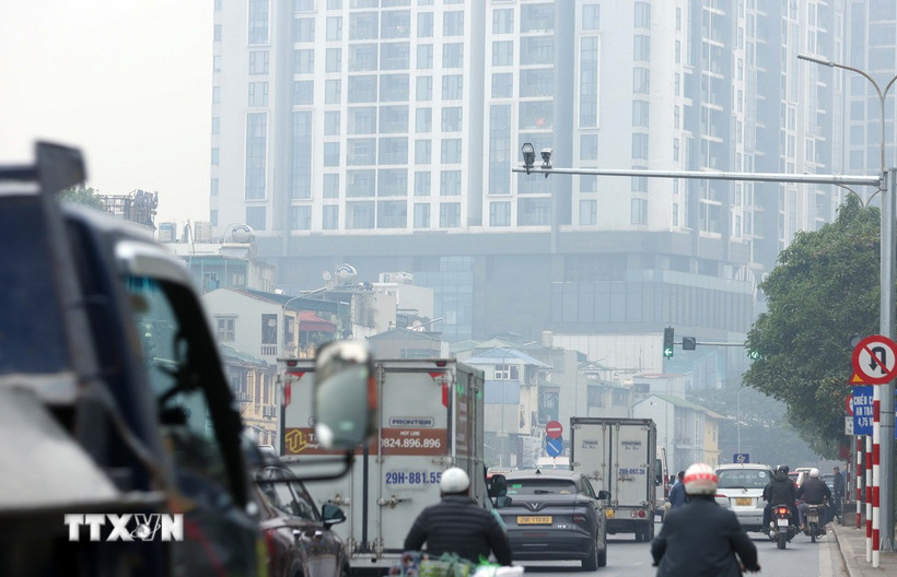 Hệ thống camera AI trên các tuyến phố Hà Nội. (Ảnh: Phạm Kiên/TTXVN)