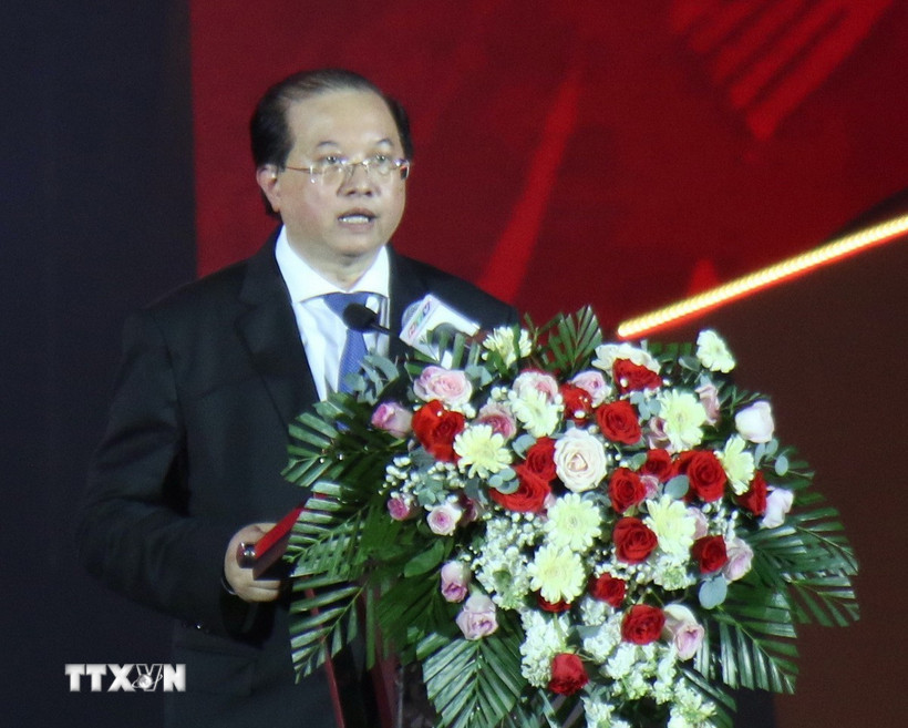 Ông Tạ Quang Đông, Thứ trưởng Bộ Văn hóa, Thể thao và Du lịch phát biểu tại buổi lễ. (Ảnh: Thu Hương/TTXVN)