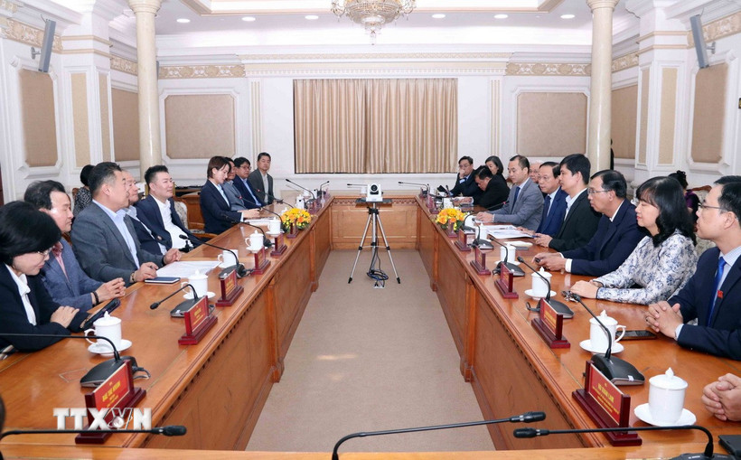 Quang cảnh buổi làm việc. (Ảnh: Xuân Khu/TTXVN)