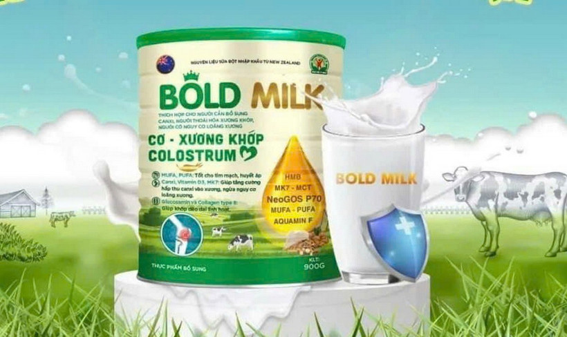 Bold Milk - cơ xương khớp Colostrum nhập từ Công ty TNHH We United là một trong 600 loại sữa giả đã bị các cơ quan chức năng phát hiện gần đây.