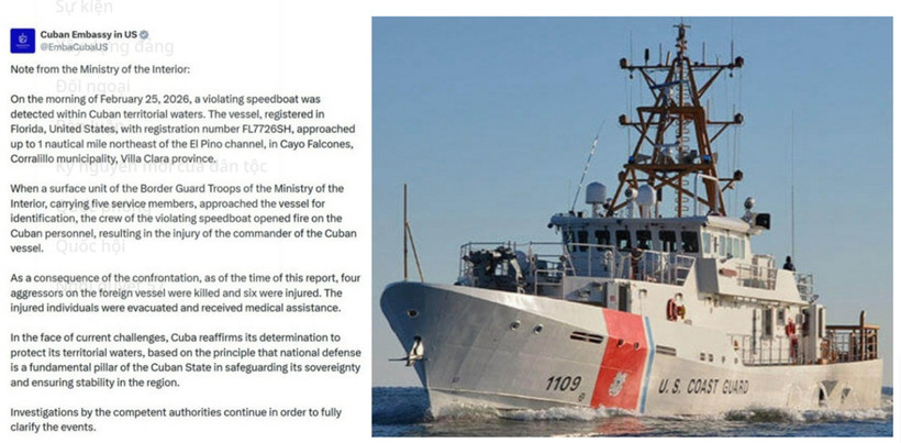 Thông cáo của Cuba về việc bắn hạ 4 tay súng trên một tàu cao tốc treo cờ Mỹ. (Nguồn: RT)