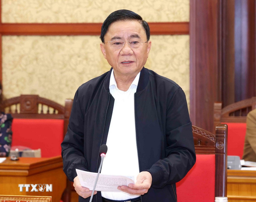 Đồng chí Trần Cẩm Tú, Ủy viên Bộ Chính trị, Thường trực Ban Bí thư phát biểu chỉ đạo hội nghị. (Ảnh: Phương Hoa/TTXVN)