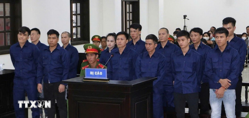 Các bị cáo tại phiên tòa. (Ảnh: Tuấn Kiệt/TTXVN)