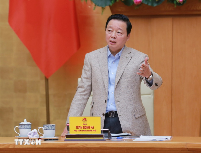 Phó Thủ tướng Trần Hồng Hà phát biểu chỉ đạo. (Ảnh: TTXVN phát)