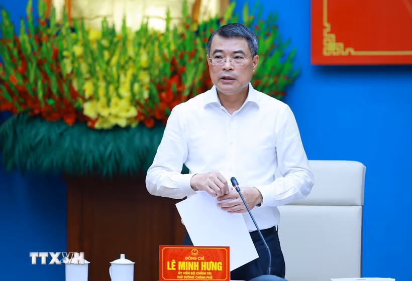 Thủ tướng Lê Minh Hưng làm việc với Ban Thường vụ Tỉnh ủy Phú Thọ về thực hiện nhiệm vụ phát triển kinh tế-xã hội. (Ảnh: Dương Giang/TTXVN)