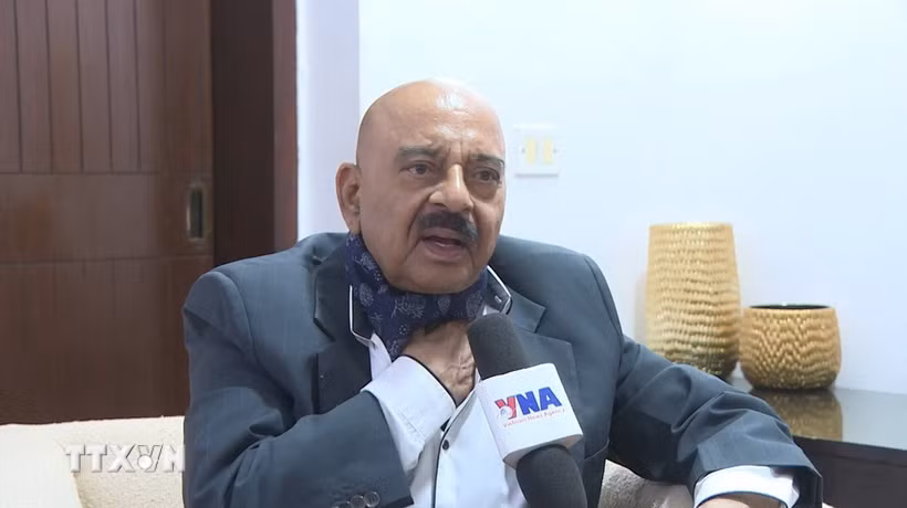 Ông SD Pradhan, nguyên Chủ tịch Ủy ban Tình báo Liên hợp và nguyên Phó Cố vấn An ninh Quốc gia Ấn Độ. (Ảnh: Quang Trung/TTXVN)