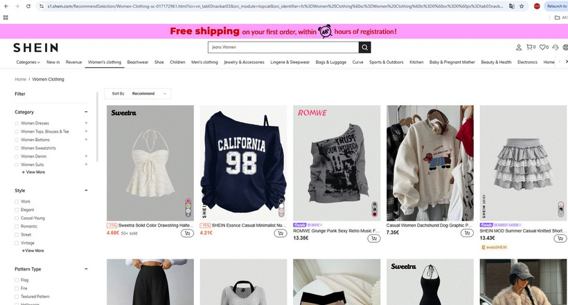 Nếu bị kết luận có vi phạm, Shein sẽ đối mặt với các mức phạt. (Ảnh chụp màn hình)