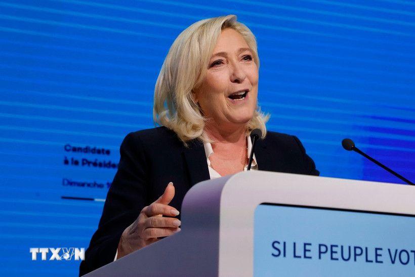 Bà Marine Le Pen khi là ứng cử viên Tổng thống Pháp, tháng 4/2022. (Ảnh: THX/TTXVN)