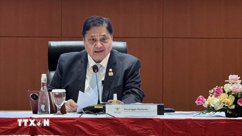Bộ trưởng Kinh tế Indonesia Airlangga Hartarto. (Ảnh: Đỗ Quyên/TTXVN)