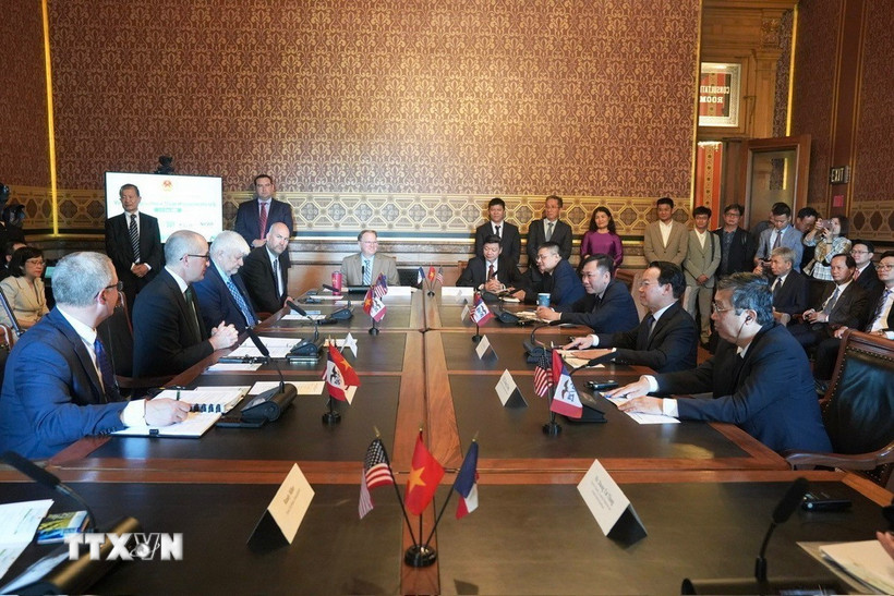 Quang cảnh buổi làm việc. (Ảnh: TTXVN phát)