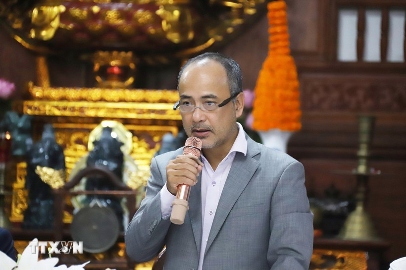 Chủ nhiệm Ủy ban Nhà nước về người Việt Nam ở nước ngoài Nguyễn Trung Kiên phát biểu tại buổi làm việc. (Ảnh: Xuân Tú/TTXVN)