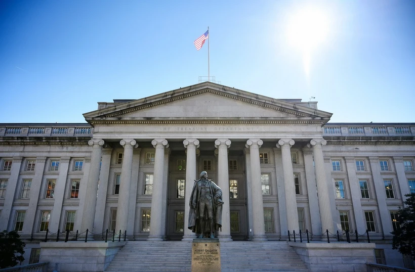 Tòa nhà Bộ Tài chính Mỹ ở Washington, DC. (Ảnh: AFP/TTXVN)